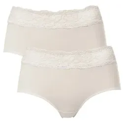 Trofe Lace Trimmed Midi Briefs 2P Champagner Baumwolle Small Damen