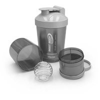 Best Body Nutrition Eiweiß Shaker - US Bottle - Schwarz/Silber - Protein Shaker - BPA frei - 600 ml