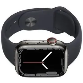 Apple Watch Series 7 GPS + Cellular 45 mm Edelstahlgehäuse graphit, Sportarmband mitternacht