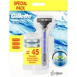 Gillette Mach3 Start Rasierer Herren, langanhaltender Komfort, Rasierer + 3 Rasierklingen