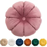 Surwin Stuhlkissen Rund Kürbisform Sitzkissen Rund Bequemes Bodenkissen, Sitzkissen Boden Gartenmöbel-Kissen, für Indoor und Outdoor (45cm,Rosa)