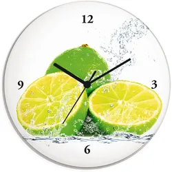 Wanduhr ARTLAND "Limette mit Spritzwasser", gelb, T:1,8cm, Wanduhren, wahlweise mit Quarz- oder Funkuhrwerk, lautlos ohne Tickgeräusche