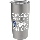 Colon Cancer Survivor Fighter Chemo dunkelblaues Band Doppelwandiger Edelstahl-Thermobecher