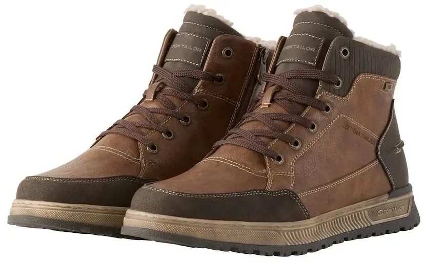 TOM TAILOR Herren Wasserdichte Stiefeletten mit Fütterung, braun, Uni, Gr. 41