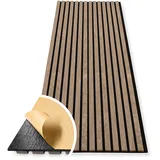 HAGEFOL® Akustikpaneele selbstklebend EasyFix, 240x56cm, Farbe: Walnuss Holz, Lamellen Wandpaneele für Schallschutz Wandverkleidung ohne Bohren (2 Stück, 240x28cm im Paket)