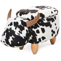 Homcom Tierhocker mit Stauraum Schweinchen Fußbank Schwarz Weiß 62 x 35 x 36 cm