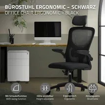 ML-Design Bürostuhl ergonomisch, Schwarz, Mesh, mit Verstellbarer Kopfstütze, Armlehnen, Lendenwirbelstütze, Wippfunktion,