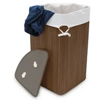 Relaxdays 2x Eckwäschekorb Bambus, braun