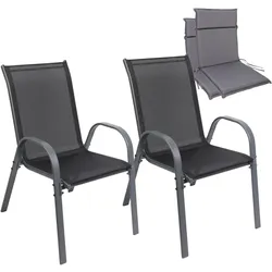 Albatros Gartenstühle 2er Set Kuba mit Sitzauflage – Gartenstühle Stapelbar mit robustem Metallgestell und hoher Belastbarkeit – Bequeme Stapelstühle auch als Terrassenstühle