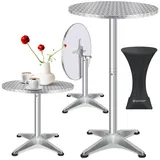 KESSER KESSER® 2in1 Stehtisch klappbar Aluminium Edelstahlplatte höhenverstellbar 70cm / 115cm Partytisch Tisch In- & Outdoor Hochzeit Empfangstisch Klapptisch inklusive Regencover