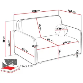 Mirjan24 Schlafsofa 2-Sitzer Grau