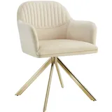 Tectake tectake® Samt-Drehstuhl Lona mit dicker Polsterung pro Stückcreme/gold