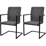 vidaXL Freischwinger 2 Stk. Grau Kunstleder
