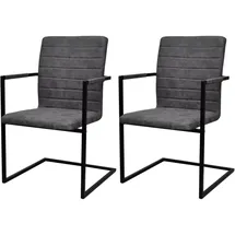 vidaXL Freischwinger 2 Stk. Grau Kunstleder