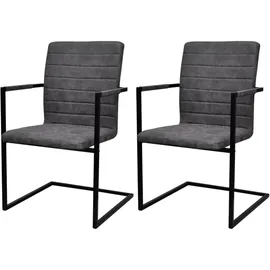 vidaXL Freischwinger 2 Stk. Grau Kunstleder