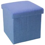Intirilife Faltbarer Sitzhocker Leinen 38 x 38 x 38 cm Meer Blau