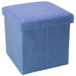 Intirilife Faltbarer Sitzhocker Leinen 38 x 38 x 38 cm Meer Blau