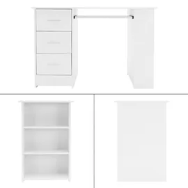 ML-Design Schreibtisch mit 3 Schubladen, 3 Regale und Tastaturauszug, 110x49x75 cm, Weiß, Stauraum, 3 Ablageflächen Arbeitstisch Bürotisch Computertisch Laptoptisch PC Tisch, für Heim/büro