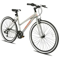 Hiland 28 Zoll Trekkingrad Bike Cityrad Damenrad Shimano 7 Gang Hybrid Fahrrad Pendlerfahrrad für Frauen Damen Mädchen Silber