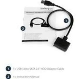 Startech StarTech.com USB 3.0 2.5" SATA III Adapter Kabel - USB 3.0 zu SATA SSD/HDD Konverter für Datenübertragung (USB3S2SAT3CB)