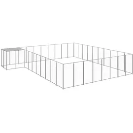 vidaXL Hundezwinger 25,41 m2 Stahl Silber