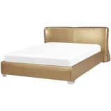 Beliani Lederbett gold Lattenrost 160 x 200 cm PARIS