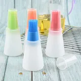 MKNZOME 4 Stück Ölpinsel Flasche, Tragbare Silikon Ölflasche mit Pinsel Olivenöl Gewürzflaschen 2 in 1 zum Backen in der Küche, BBQ, Grill, Backen, Truthahn, Backgebäck#1