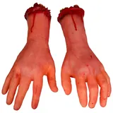 Gefälschte Arme, Hände und Finger, blutige menschliche Hände, Leichenstücke, Halloween-Dekorationen für Spukhaus, 2 Stück (Links und rechts) Hands