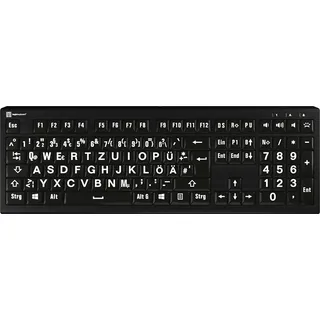 LogicKeyboard XL-Print Astra 2 White on Black DE (PC)