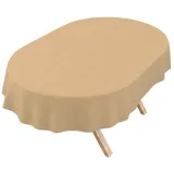 ANRO Tischdecke DanceDirty abwaschbar Leinenoptik wetterfest Falschuni Modern (Einzelstück 1-tlg, eine Tischdecke), Stofftischdecke schmutzabweisend 320x140cm Uni Beige beige Oval | 140 cm x 320 cm