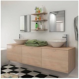 DOTMALL Badezimmerspiegelschrank Zehnteiliges Badezimmermöbel-Set mit Waschbecken und Wasserhahn, Beige beige
