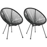 vidaXL Moon Rattan Gartenstühle 80 x 70,5 x 83 cm schwarz 2 St.