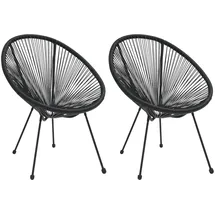 vidaXL Moon Rattan Gartenstühle 80 x 70,5 x 83 cm schwarz 2 St.