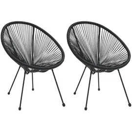 vidaXL Moon Rattan Gartenstühle 80 x 70,5 x 83 cm schwarz 2 St.