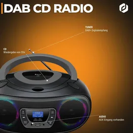 Denver TDB-212GR DAB+ DAB, FM, AUX, USB, Bluetooth, CD, Schwarz, Grau