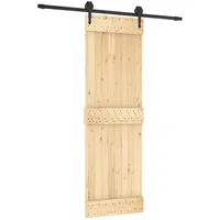 vidaXL Schiebetür rechts 70 x 210 cm Natürlich/Schwarz