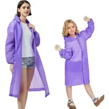 LURNODY 2er Set (Erwachsener + Kind) Regenponcho Damen, Regenponcho Wiederverwendbar, Geeignet für Reisen, Konzerte, Rennen,Usw(Weiß,Rosa,lila) (DE/NL/SE/PL, Alphanumerisch, S, 3XL, lila)