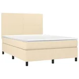 vidaXL Boxspringbett mit Matratze Creme 140x200 cm Stoff