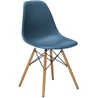 Vitra Stuhl Eames Plastic Side Chair DSW 83x46.5x55 cm meerblau, Gestell:  eichefarbig, Designer Charles & Ray Eames