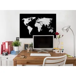 my home Acrylglasbild »Weltkarte - Acrylbilder mit Blattsilber veredelt«, Weltkarte-Kunst-Gemälde-Modern, (1 St.), Silberveredelung, Handgearbeitet, Gerahmt, Edel my home Farbe Bild(er): Silber