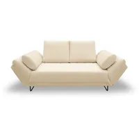 Home Affaire Schlafsofa HOME AFFAIRE "Jadelyn mit klappbaren Armlehnen, Bettsofa mit Federkern, Breite 250cm", beige (creme), B:250cm T:97cm, 100% Polyester, Sofas, Schlafsofa, Federkern, Cord-Bezug, incl. 2 Armlehnkissen, Liegefläche 97x250 cm
