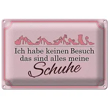 Roomando Dekoratives Blechschild 'Ich habe keinen Besuch, das sind alles meine Schuhe' | Rosa Schuhmotive für Schuhliebhaber | Tolles Geschenk | 20 cm x 30 cm