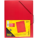 IDENA 225405 - Heftbox für DIN A4 mit Gummizug, aus PP, Füllhöhe 3,5 cm, transluzent rot, 1 Stück