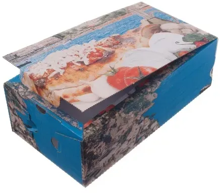 Blanc HYGIENIC Pizzakarton Pizzabox CALZONE POSITANO 27X 16X 7 cm weiß mit Neutraldruck 200 Stk, to go, take away, kompostierbar, Kraftkarton