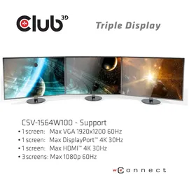 Club 3D USB Gen1 Typ-C Triple Display Dynamic PD Charging Dock m. 100 Watt