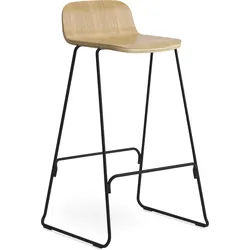 Just Barhocker 75 cm helle Eiche mit Rückenlehne und schwarzem Sockel