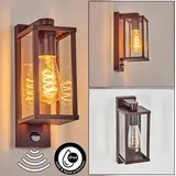 hofstein Außenwandleuchte Metall/Glas mit Bewegungsmelder IP44 rost/klar