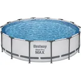 Bestway® Steel Pro MAXTM Frame Pool Komplett-Set mit Filterpumpe Ø 427 x 107 cm, lichtgrau, rund