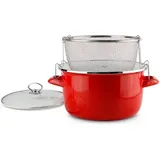 COFI Schäfer Ø 26 cm Frittiertopf Bratpfanne 5 Liter Fritteuse Frittier-Topf 12384 Metallic-Rot