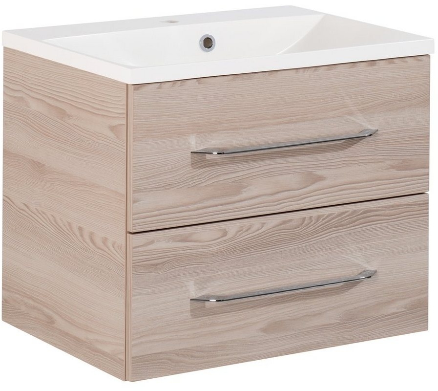 Produktbild FACKELMANN Waschbeckenunterschrank B.clever Waschtischset 60cm Korpusfarbe: Alaska-Esche Frontfarbe:
